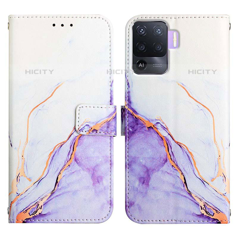 Handytasche Stand Schutzhülle Flip Leder Hülle Modisch Muster Y04B für Oppo A94 4G Violett Plus