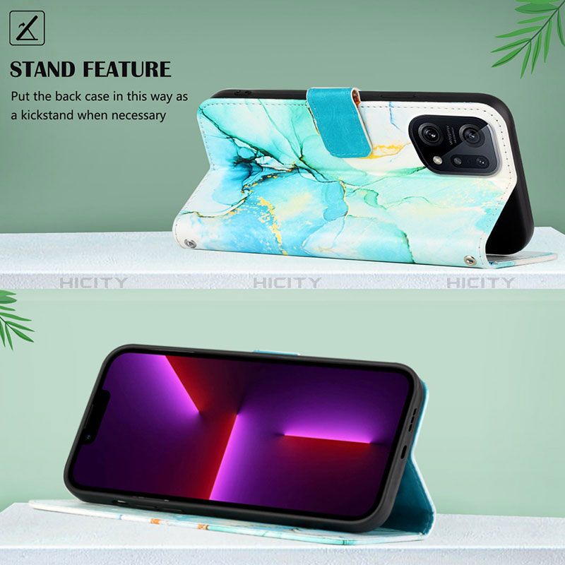 Handytasche Stand Schutzhülle Flip Leder Hülle Modisch Muster Y04B für Oppo Find X5 5G groß