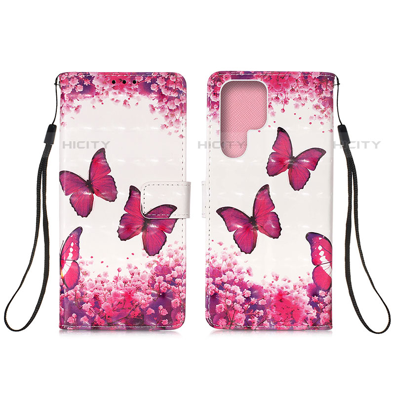 Handytasche Stand Schutzhülle Flip Leder Hülle Modisch Muster Y04B für Samsung Galaxy S23 Ultra 5G Pink