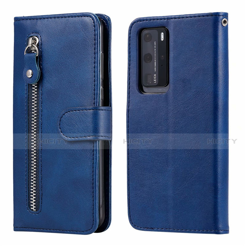 Handytasche Stand Schutzhülle Flip Leder Hülle N01 für Huawei P40 Pro Blau