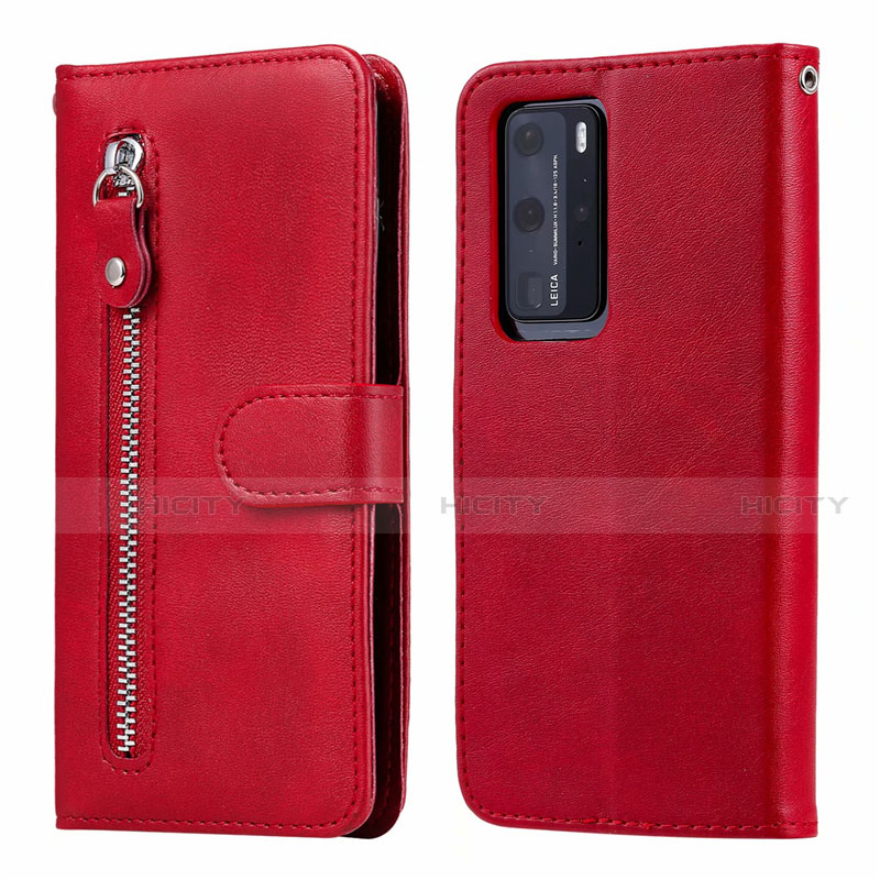 Handytasche Stand Schutzhülle Flip Leder Hülle N01 für Huawei P40 Pro Rot