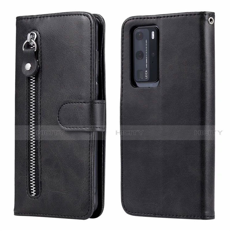 Handytasche Stand Schutzhülle Flip Leder Hülle N01 für Huawei P40 Pro Schwarz