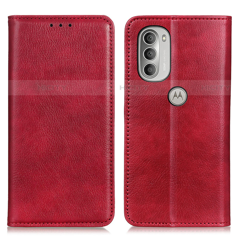 Handytasche Stand Schutzhülle Flip Leder Hülle N01P für Motorola Moto G51 5G Rot