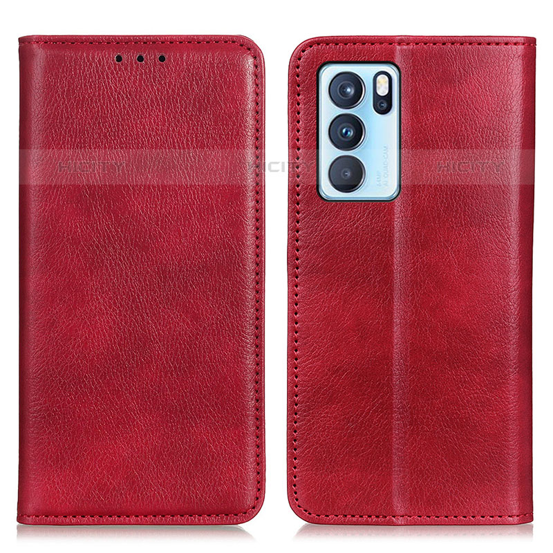 Handytasche Stand Schutzhülle Flip Leder Hülle N01P für Oppo Reno6 Pro 5G India Rot Plus