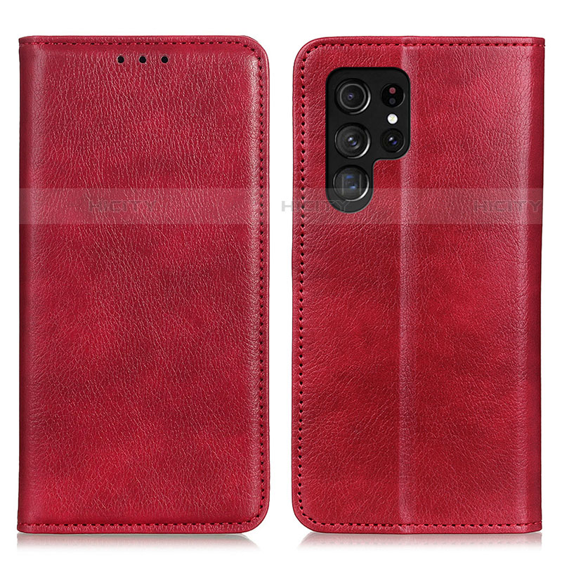 Handytasche Stand Schutzhülle Flip Leder Hülle N01P für Samsung Galaxy S22 Ultra 5G Rot