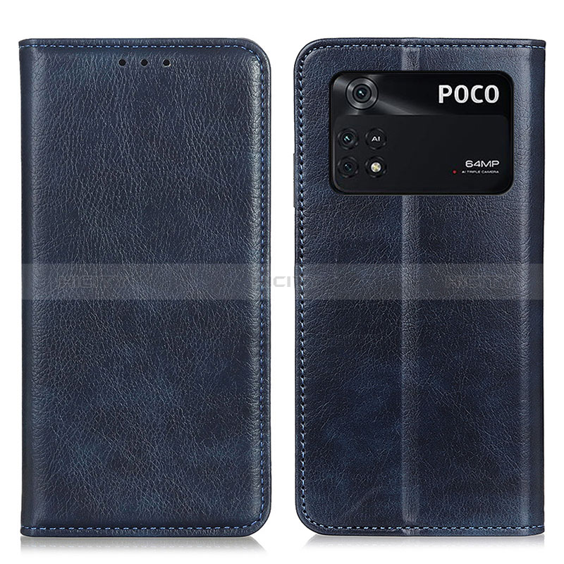 Handytasche Stand Schutzhülle Flip Leder Hülle N01P für Xiaomi Poco M4 Pro 4G Blau