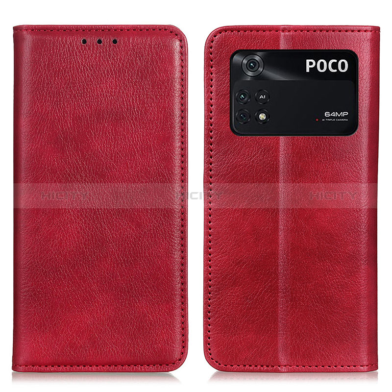 Handytasche Stand Schutzhülle Flip Leder Hülle N01P für Xiaomi Poco M4 Pro 4G Rot