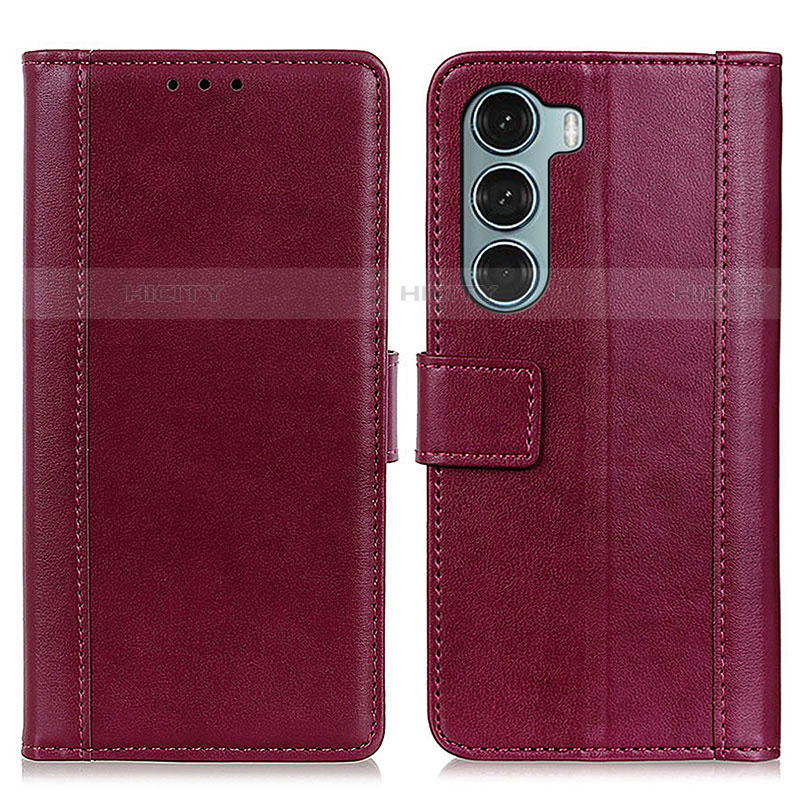 Handytasche Stand Schutzhülle Flip Leder Hülle N02P für Motorola Moto G200 5G Rot Plus