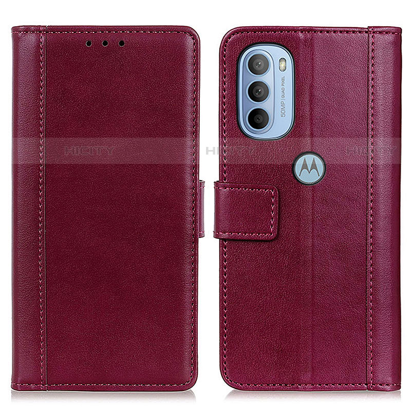 Handytasche Stand Schutzhülle Flip Leder Hülle N02P für Motorola Moto G31 Rot