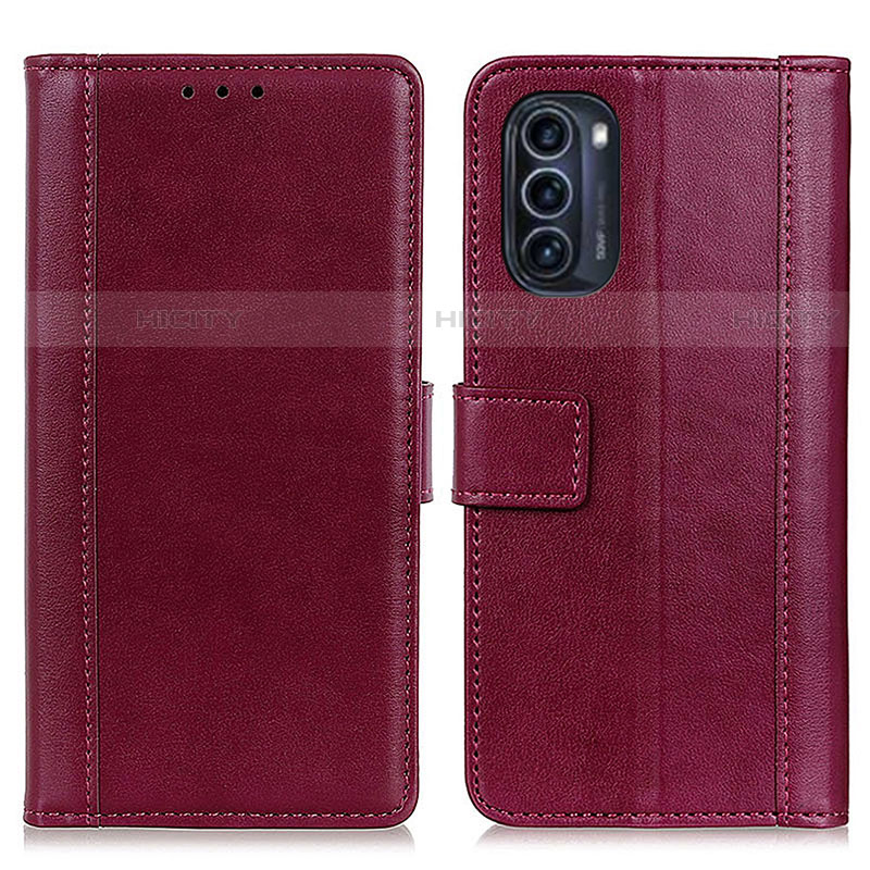 Handytasche Stand Schutzhülle Flip Leder Hülle N02P für Motorola Moto G52j 5G Rot Plus