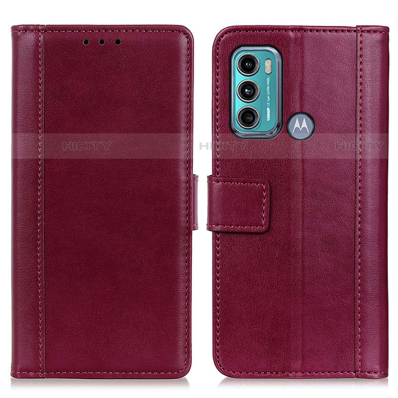 Handytasche Stand Schutzhülle Flip Leder Hülle N02P für Motorola Moto G60 Rot Plus