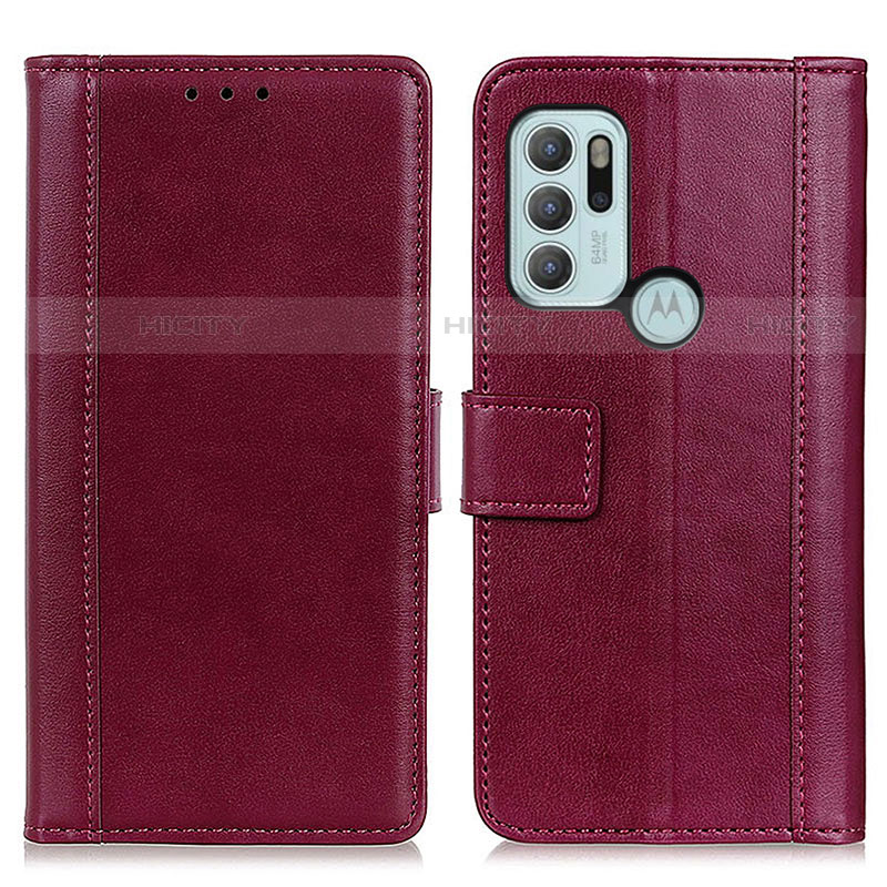 Handytasche Stand Schutzhülle Flip Leder Hülle N02P für Motorola Moto G60s Rot Plus