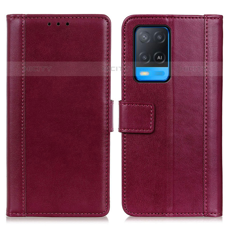 Handytasche Stand Schutzhülle Flip Leder Hülle N02P für Oppo A54 4G Rot