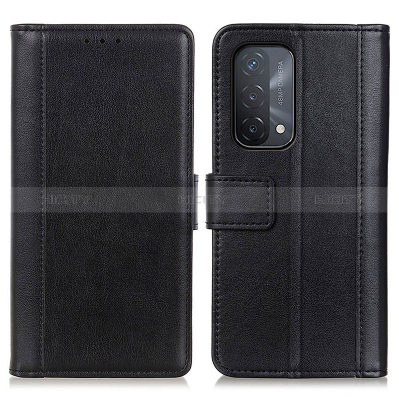 Handytasche Stand Schutzhülle Flip Leder Hülle N02P für Oppo A74 5G Schwarz Plus