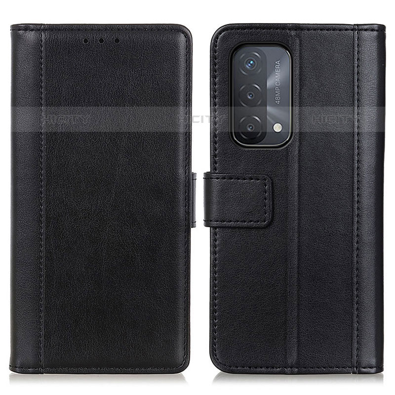 Handytasche Stand Schutzhülle Flip Leder Hülle N02P für Oppo A93 5G Schwarz