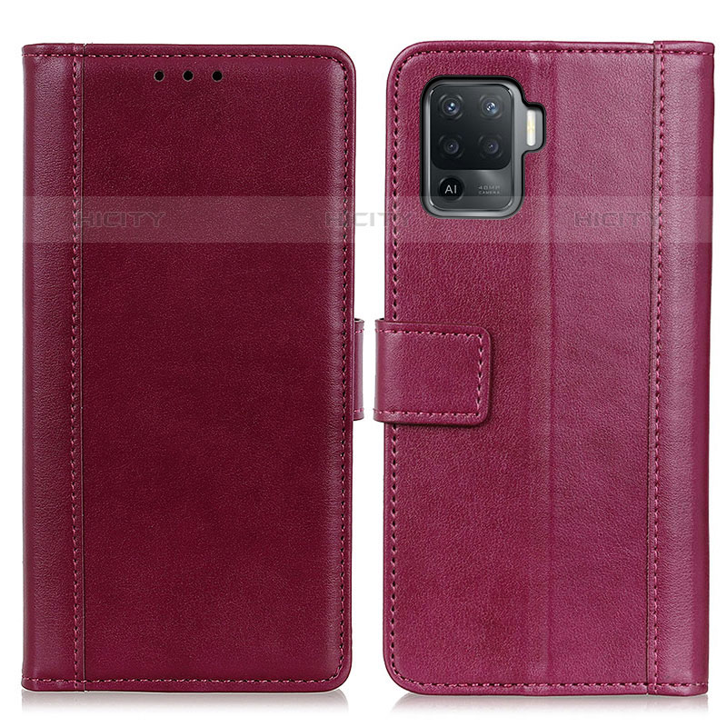 Handytasche Stand Schutzhülle Flip Leder Hülle N02P für Oppo A94 4G Rot Plus