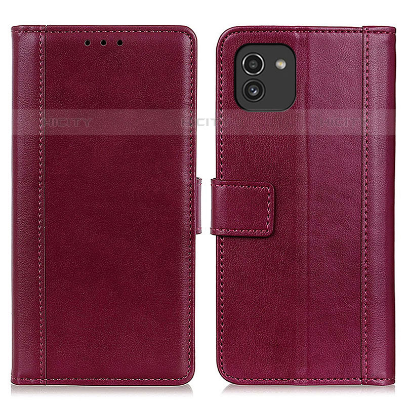 Handytasche Stand Schutzhülle Flip Leder Hülle N02P für Samsung Galaxy A03 Rot