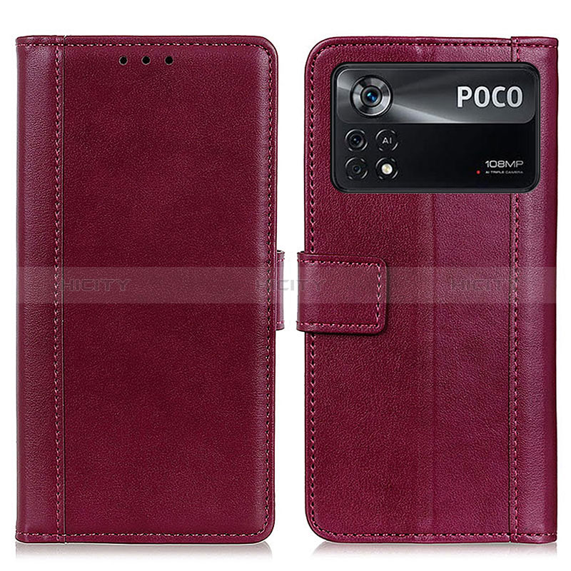 Handytasche Stand Schutzhülle Flip Leder Hülle N02P für Xiaomi Poco X4 Pro 5G Rot Plus