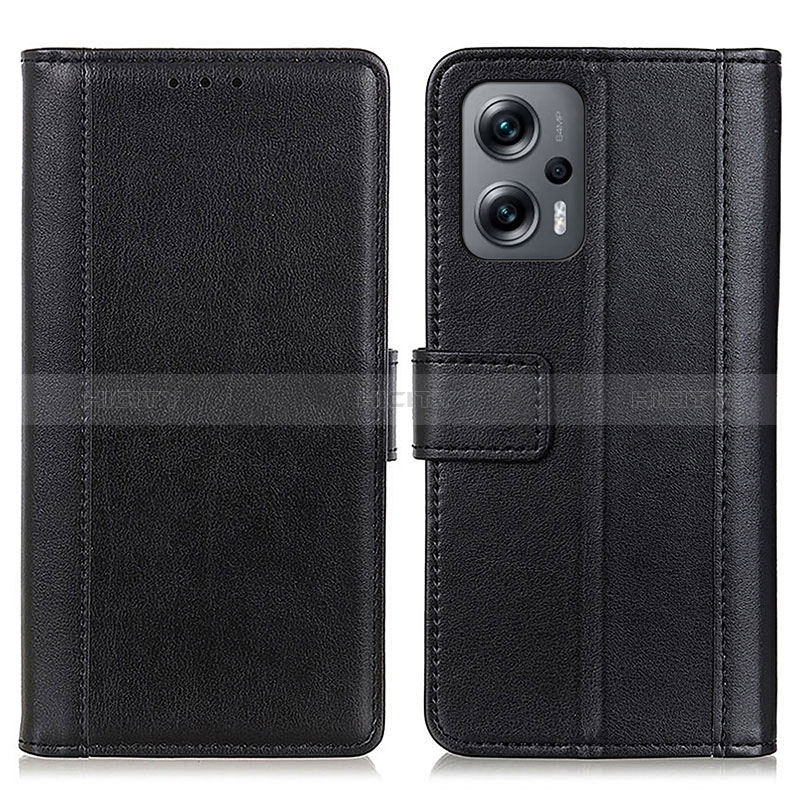 Handytasche Stand Schutzhülle Flip Leder Hülle N02P für Xiaomi Redmi Note 11T Pro+ Plus 5G Schwarz