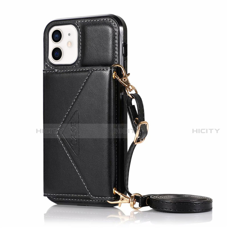 Handytasche Stand Schutzhülle Flip Leder Hülle N03 für Apple iPhone 12 Mini Schwarz