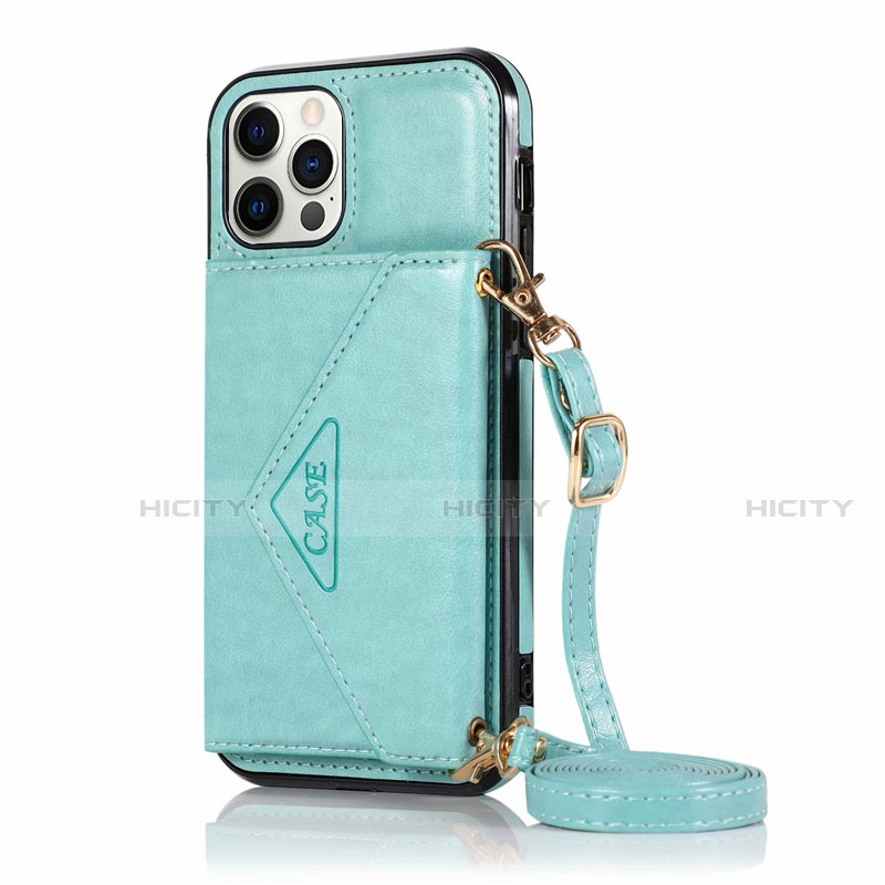 Handytasche Stand Schutzhülle Flip Leder Hülle N03 für Apple iPhone 12 Pro Max Cyan Plus