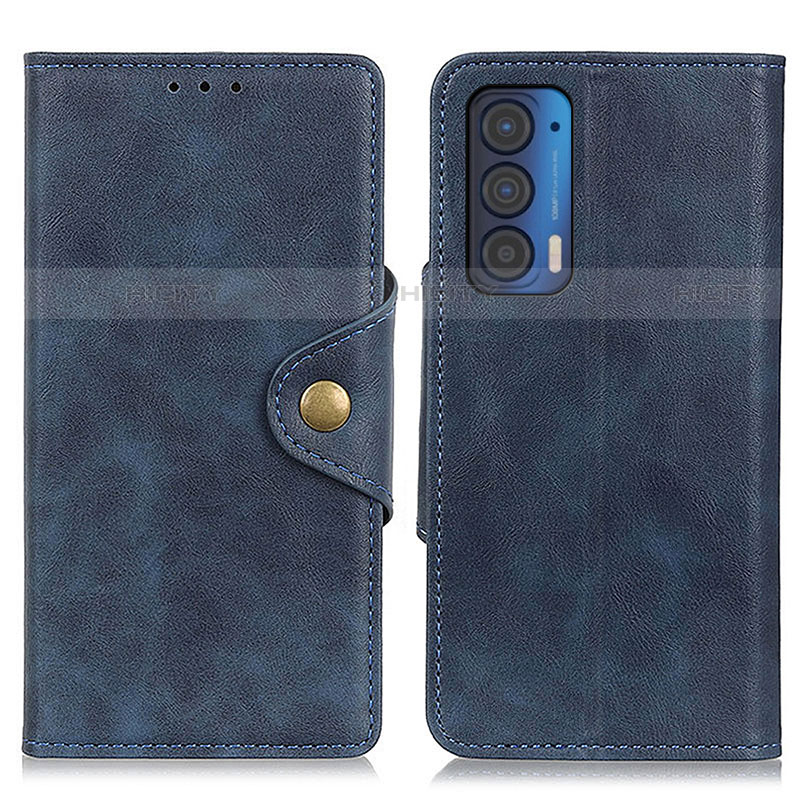 Handytasche Stand Schutzhülle Flip Leder Hülle N03P für Motorola Moto Edge (2021) 5G Blau