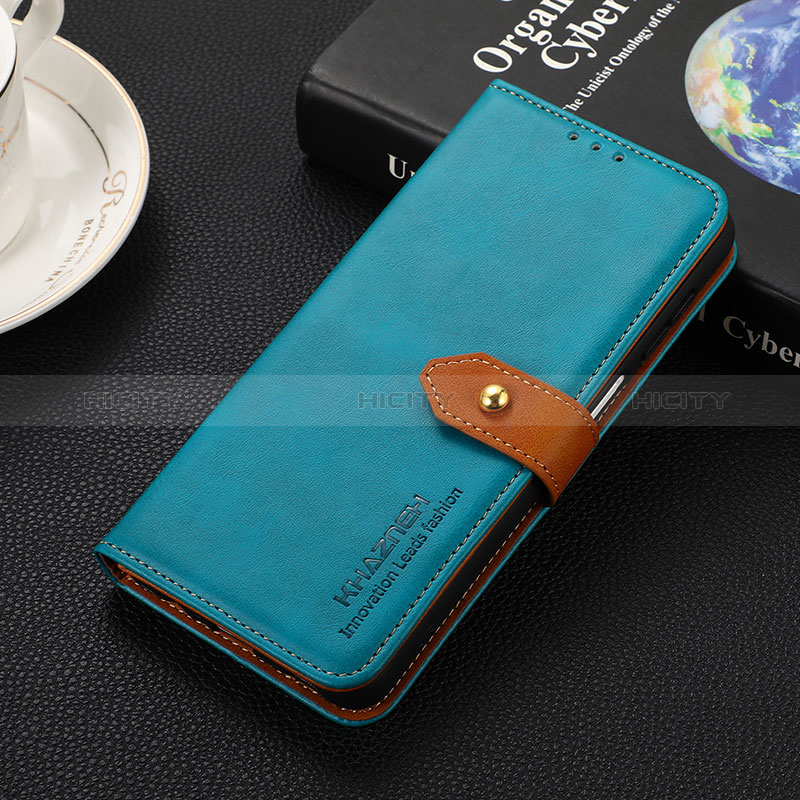 Handytasche Stand Schutzhülle Flip Leder Hülle N03P für Motorola Moto Edge 40 Neo 5G Cyan