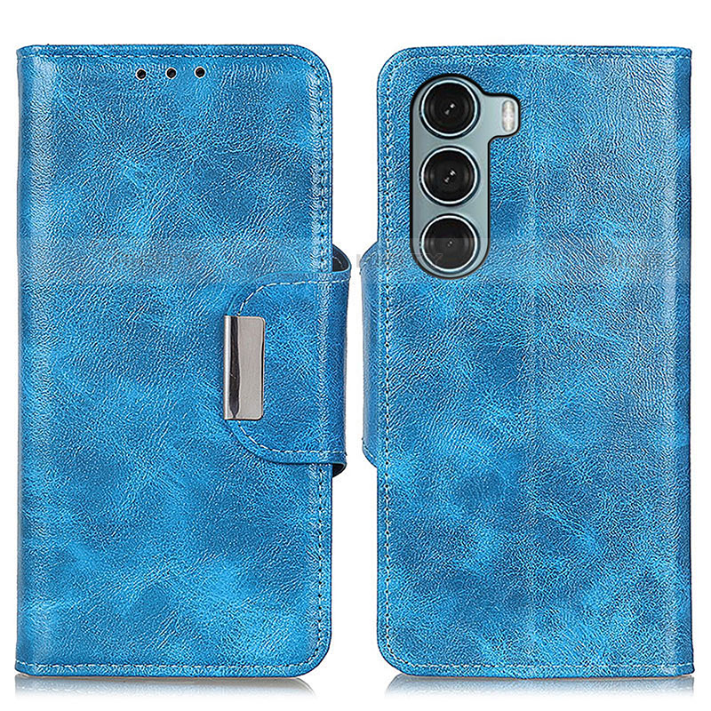 Handytasche Stand Schutzhülle Flip Leder Hülle N04P für Motorola Moto G200 5G Hellblau