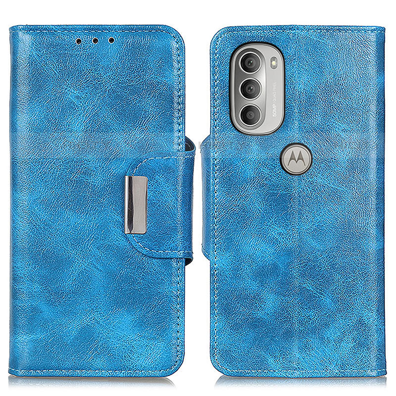 Handytasche Stand Schutzhülle Flip Leder Hülle N04P für Motorola Moto G51 5G Hellblau