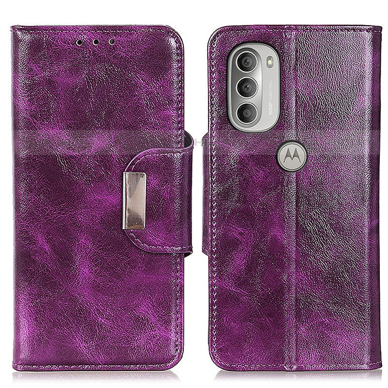 Handytasche Stand Schutzhülle Flip Leder Hülle N04P für Motorola Moto G51 5G Violett