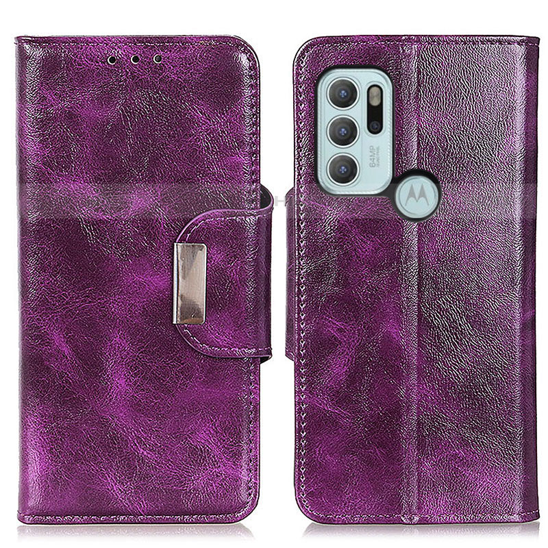 Handytasche Stand Schutzhülle Flip Leder Hülle N04P für Motorola Moto G60s Violett