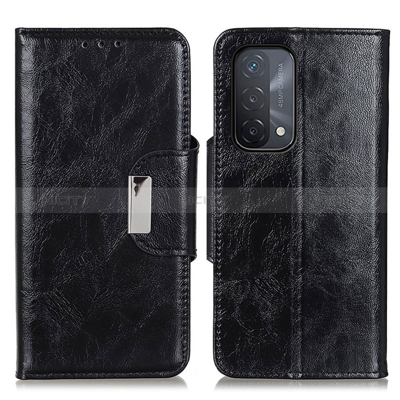 Handytasche Stand Schutzhülle Flip Leder Hülle N04P für Oppo A54 5G Schwarz