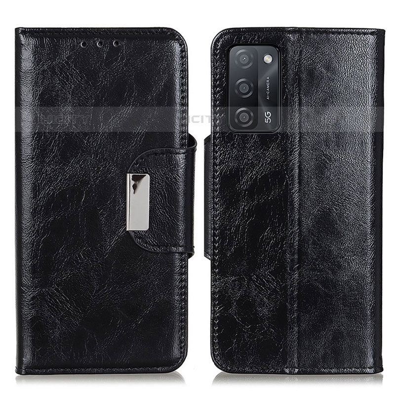 Handytasche Stand Schutzhülle Flip Leder Hülle N04P für Oppo A55 5G Schwarz