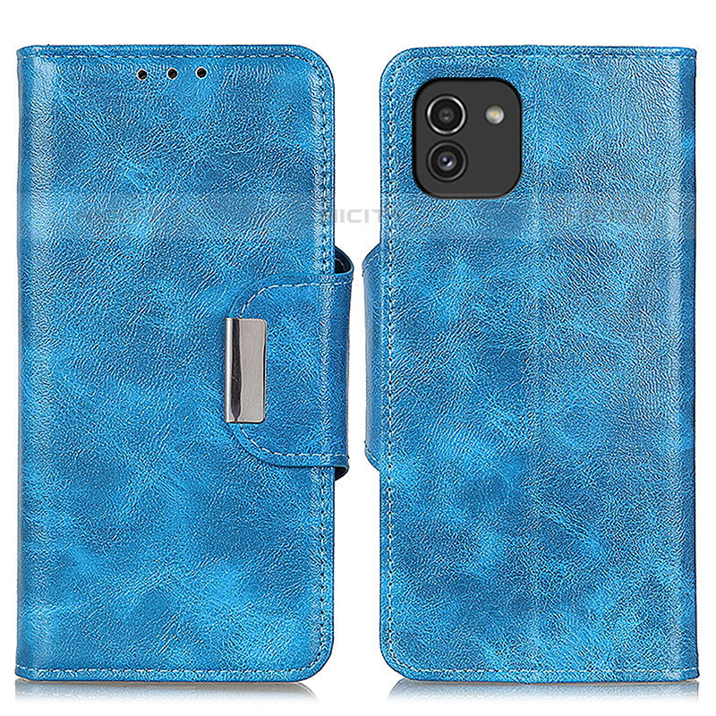 Handytasche Stand Schutzhülle Flip Leder Hülle N04P für Samsung Galaxy A03 Hellblau