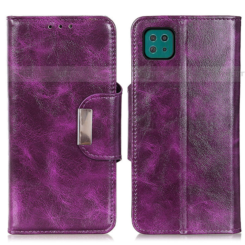 Handytasche Stand Schutzhülle Flip Leder Hülle N04P für Samsung Galaxy F42 5G Violett Plus