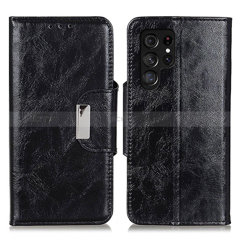 Handytasche Stand Schutzhülle Flip Leder Hülle N04P für Samsung Galaxy S24 Ultra 5G Schwarz