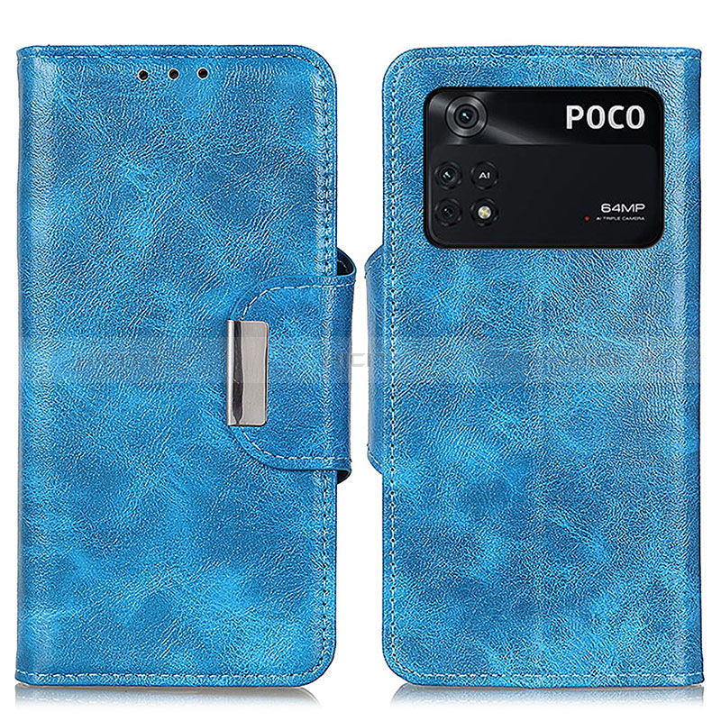 Handytasche Stand Schutzhülle Flip Leder Hülle N04P für Xiaomi Poco M4 Pro 4G Hellblau