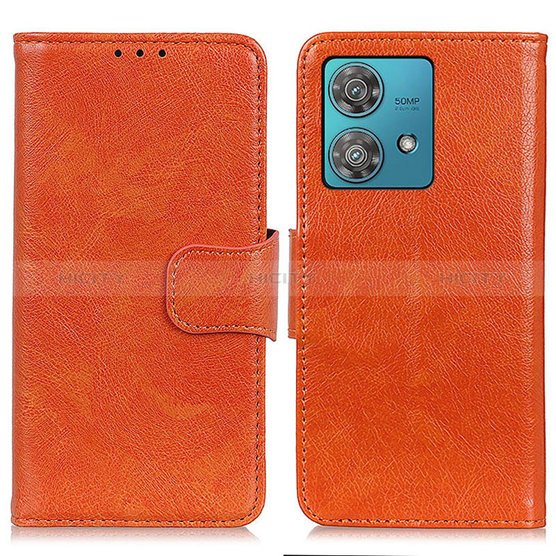 Handytasche Stand Schutzhülle Flip Leder Hülle N05P für Motorola Moto Edge 40 Neo 5G Orange Plus