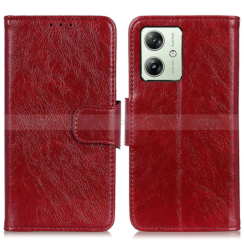 Handytasche Stand Schutzhülle Flip Leder Hülle N05P für Motorola Moto G54 5G Rot Plus