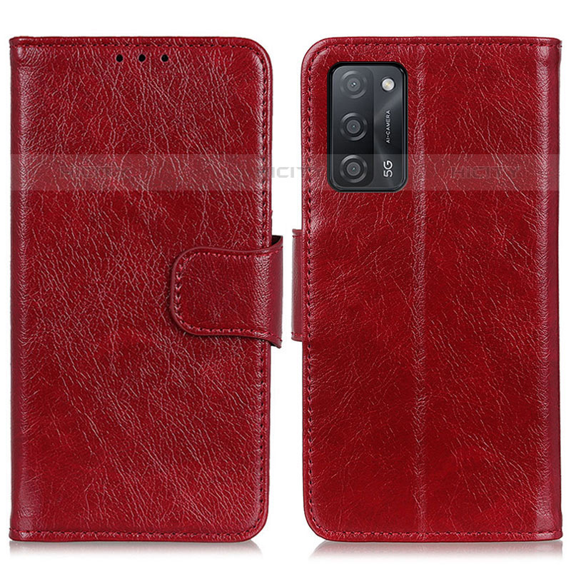 Handytasche Stand Schutzhülle Flip Leder Hülle N05P für Oppo A53s 5G Rot Plus