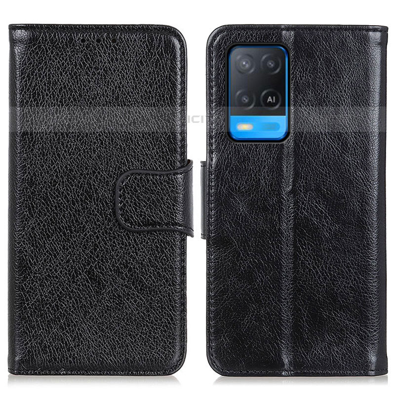 Handytasche Stand Schutzhülle Flip Leder Hülle N05P für Oppo A54 4G Schwarz