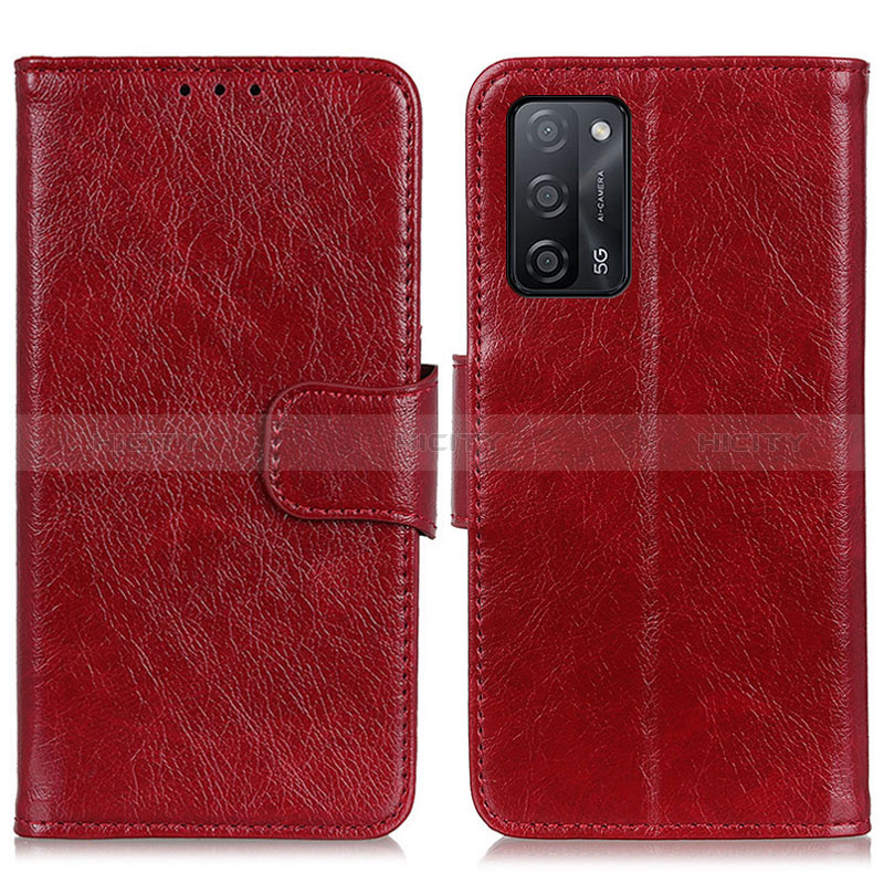 Handytasche Stand Schutzhülle Flip Leder Hülle N05P für Oppo A56 5G Rot Plus