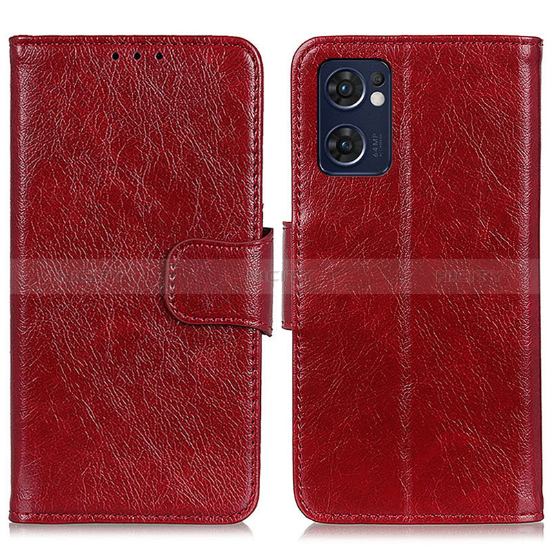 Handytasche Stand Schutzhülle Flip Leder Hülle N05P für Oppo Find X5 Lite 5G Rot Plus