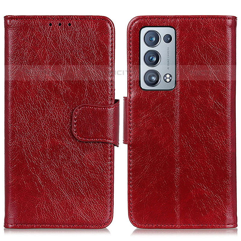 Handytasche Stand Schutzhülle Flip Leder Hülle N05P für Oppo Reno6 Pro 5G Rot