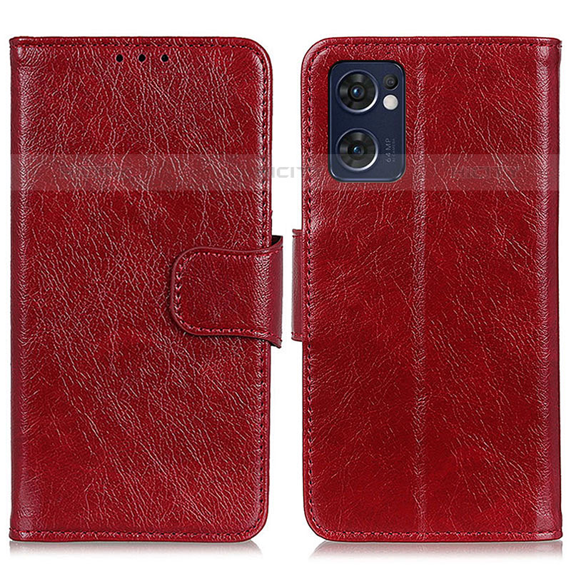 Handytasche Stand Schutzhülle Flip Leder Hülle N05P für Oppo Reno7 5G Rot Plus