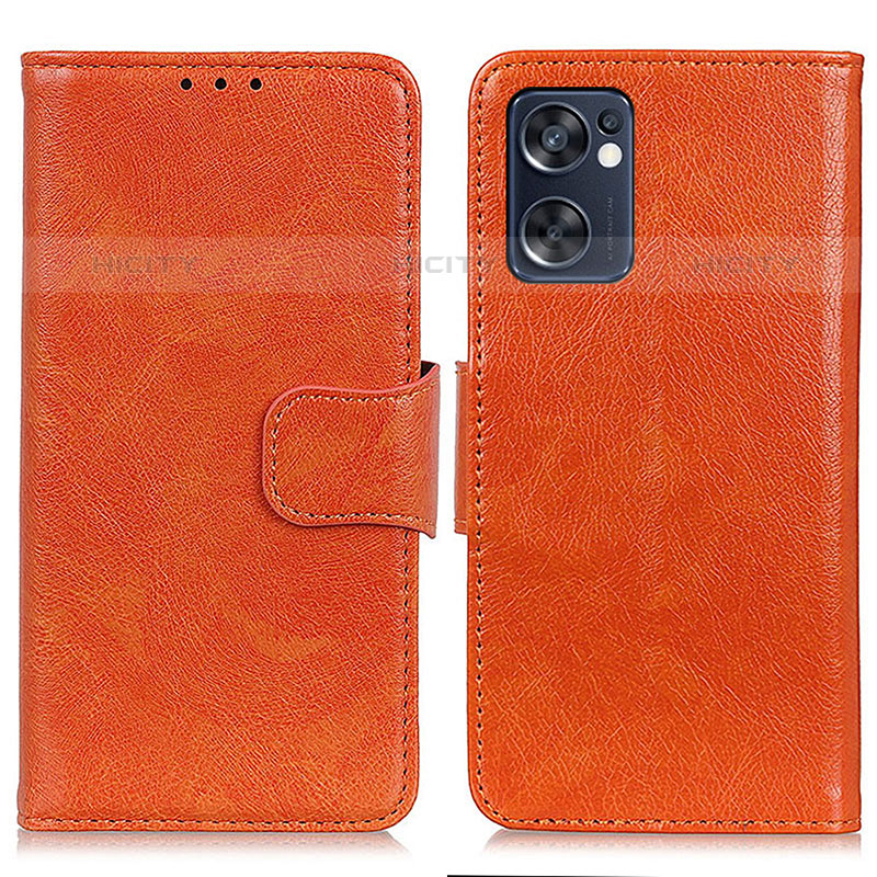 Handytasche Stand Schutzhülle Flip Leder Hülle N05P für Oppo Reno7 SE 5G Orange