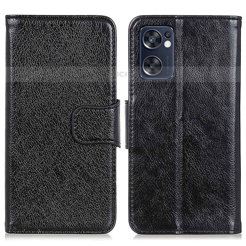 Handytasche Stand Schutzhülle Flip Leder Hülle N05P für Oppo Reno7 SE 5G Schwarz