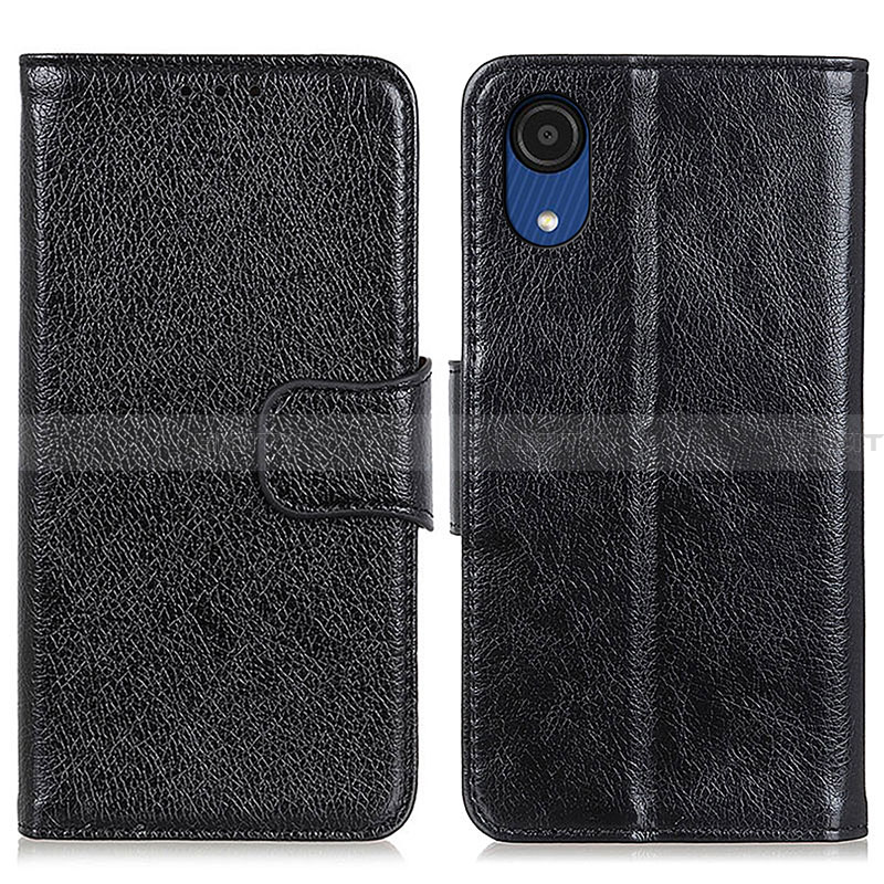 Handytasche Stand Schutzhülle Flip Leder Hülle N05P für Samsung Galaxy A03 Core Schwarz Plus