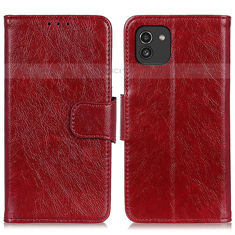 Handytasche Stand Schutzhülle Flip Leder Hülle N05P für Samsung Galaxy A03 Rot Plus