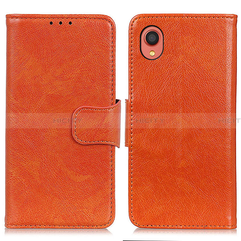 Handytasche Stand Schutzhülle Flip Leder Hülle N05P für Samsung Galaxy A22 5G SC-56B Orange Plus